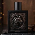 Rayhaan Wolf by Rayhaan 100ml EDP for Men — Black perfume bottle and box with embossed gold wolf head design, set against a white background.